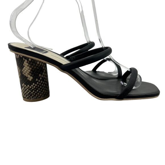 Dolce Vita Noles Heels Womens 9.5 Black Faux Leather Cone Heel Strappy Open Toe - Picture 1 of 9